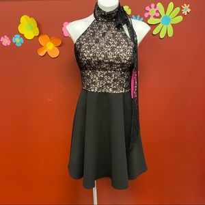 NWT Betsey Johnson Black/Tan Sparkly Semi Dress